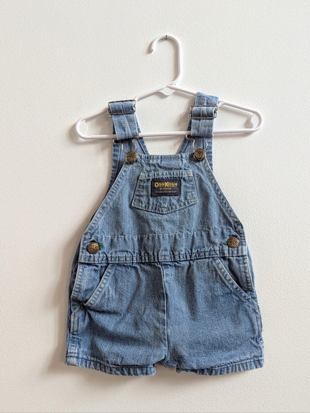 Vtg 90s Oshkosh Bgosh 12m Denim Shortalls Medium Wash